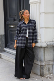 Blouse Ruit Soft Donker Blauw