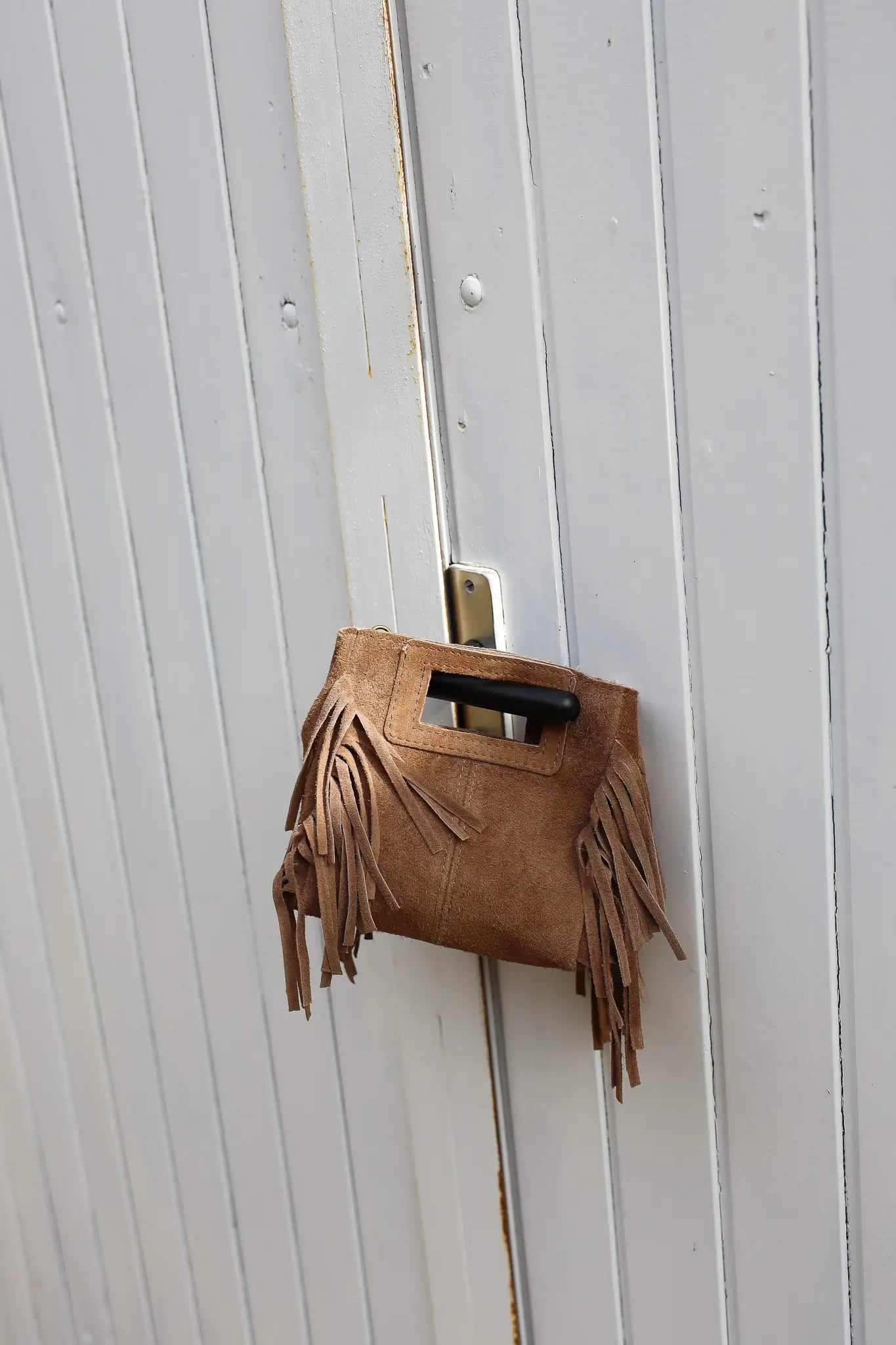 Tas Suede Franjes Mini Taupe