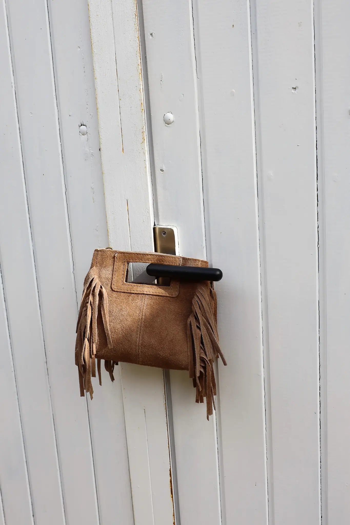 Tas Suede Franjes Mini Taupe