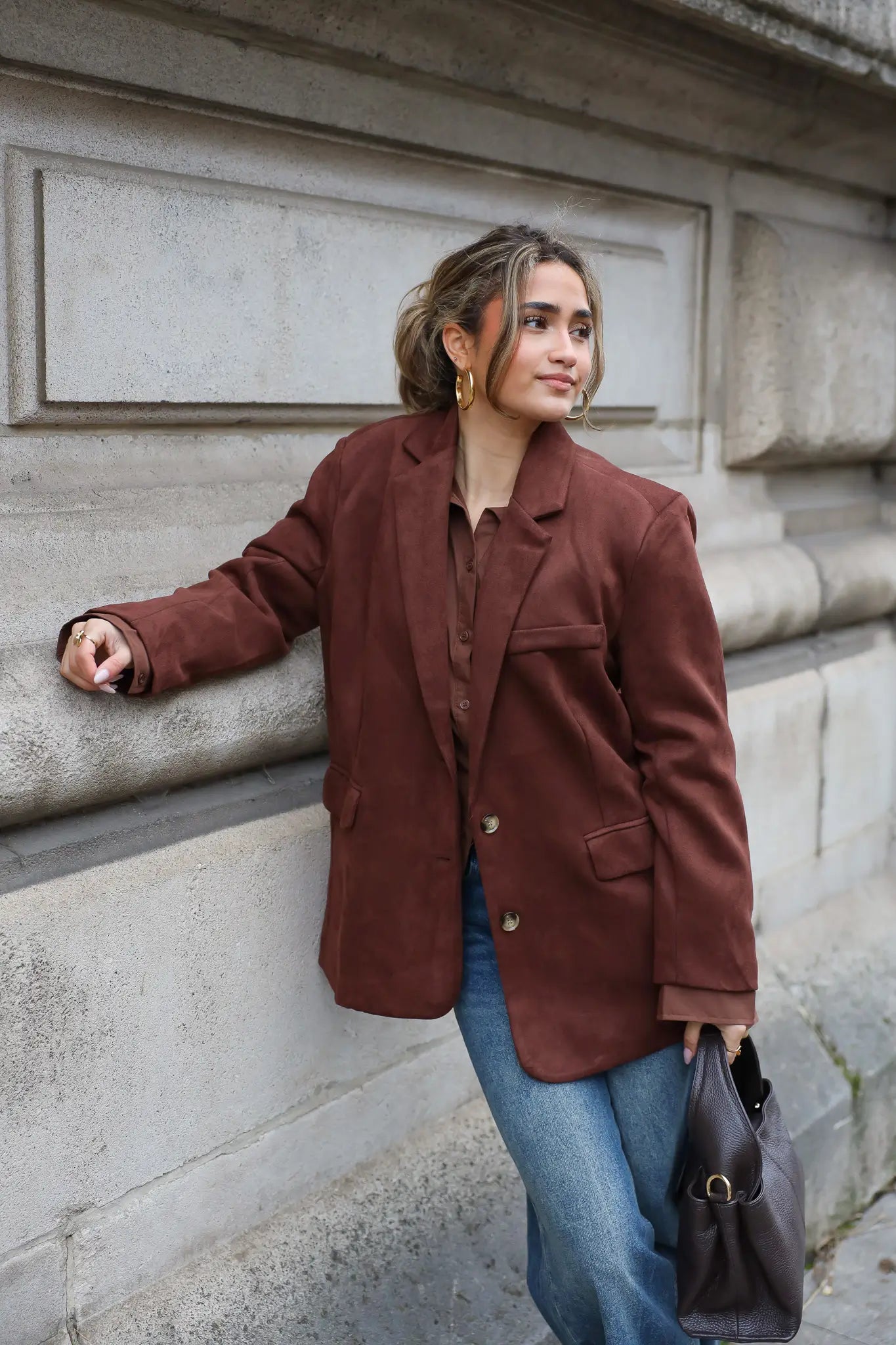 Suede Blazer Donker Bruin