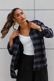 Blouse Ruit Soft Donker Blauw