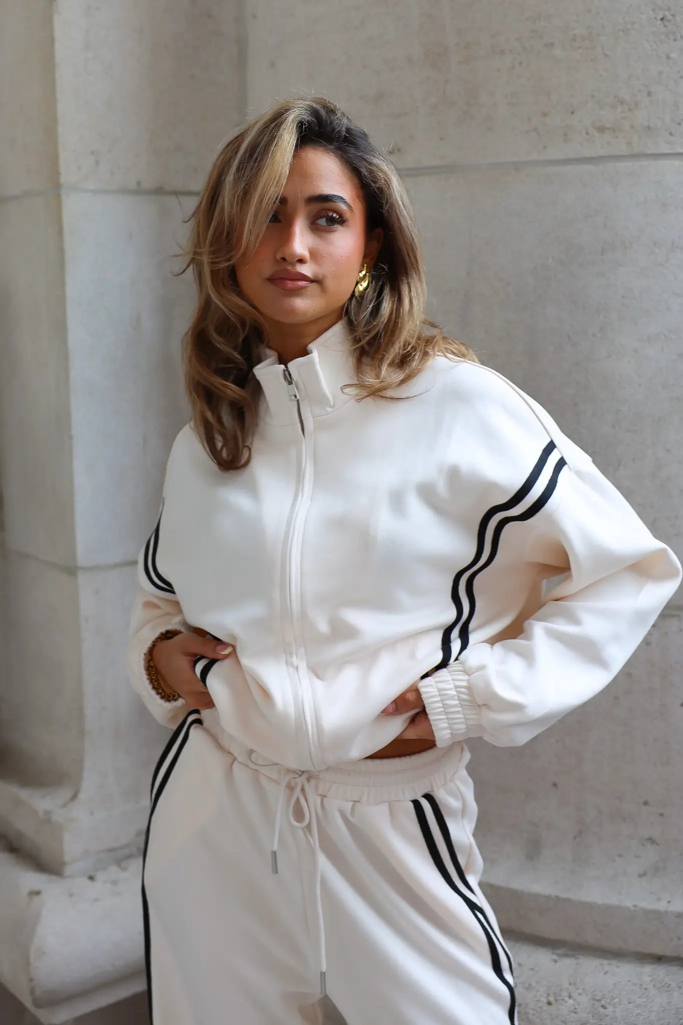 Vest Strepen Beige