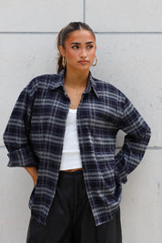 Blouse Ruit Soft Donker Blauw