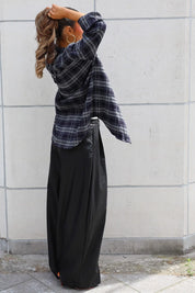 Wide Fit Leather Look Broek Zwart