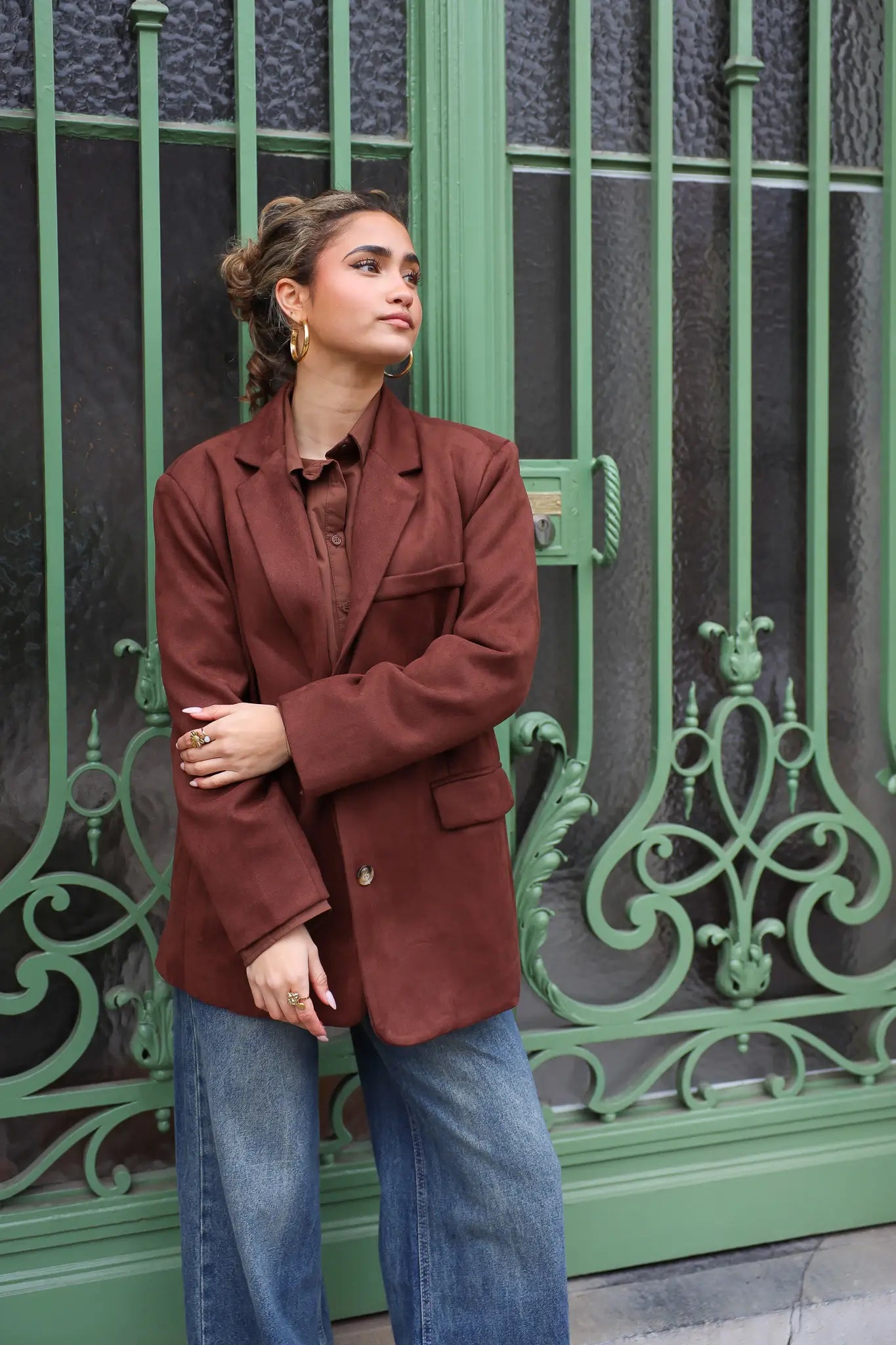 Suede Blazer Donker Bruin