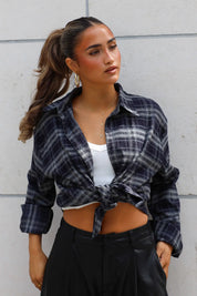 Blouse Ruit Soft Donker Blauw