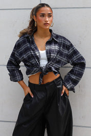 Blouse Ruit Soft Donker Blauw