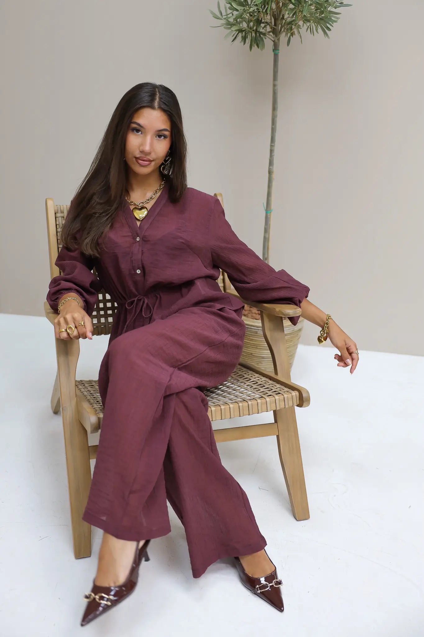 Blouse Taillekoord Bordeaux