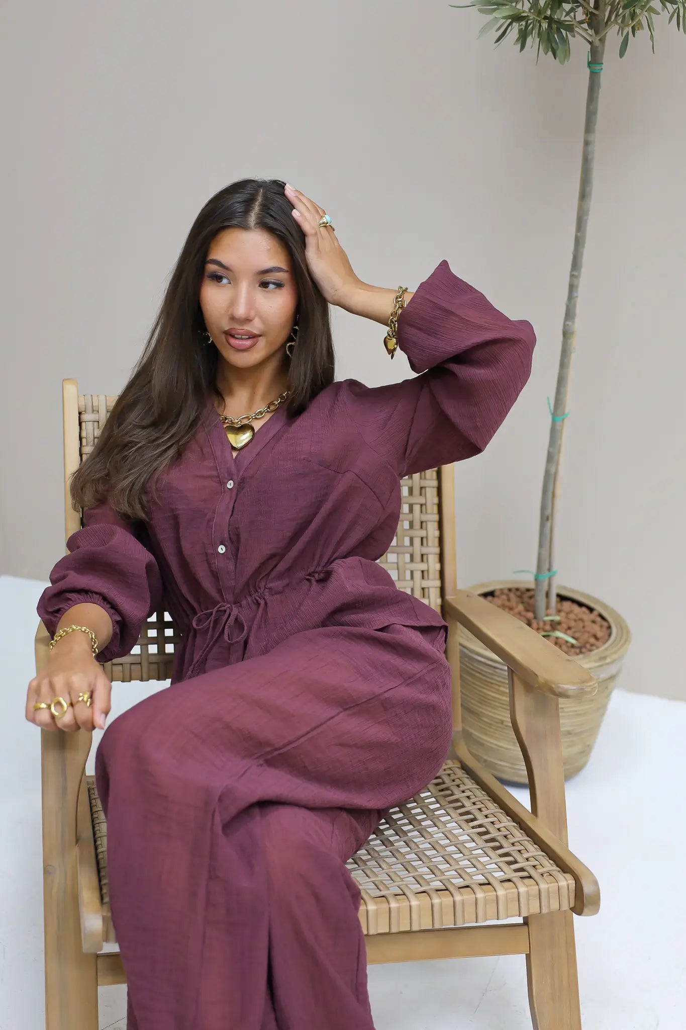 Blouse Taillekoord Bordeaux