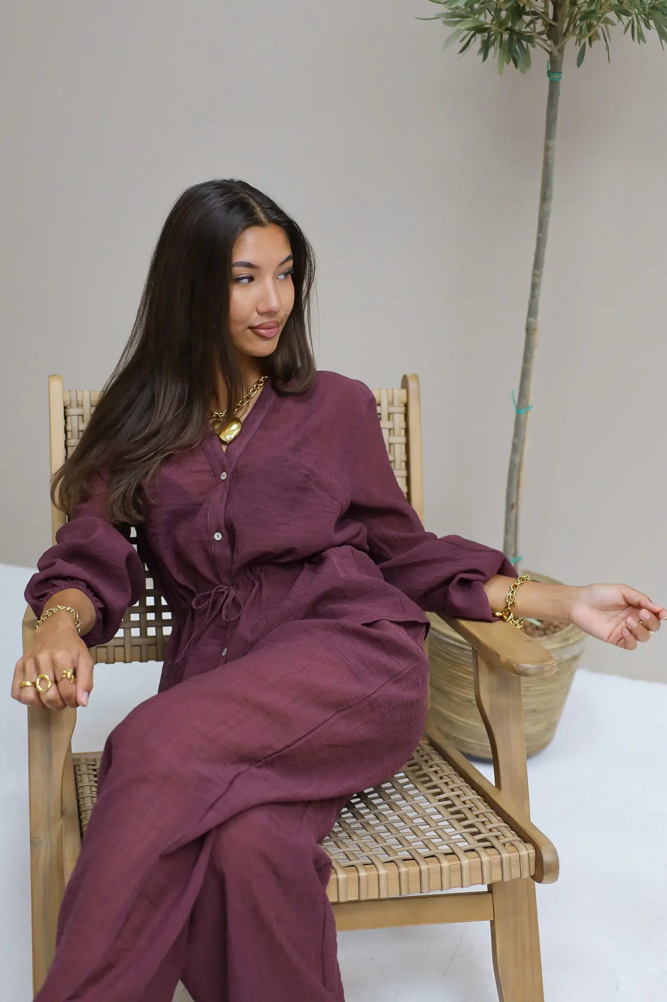 Blouse Taillekoord Bordeaux