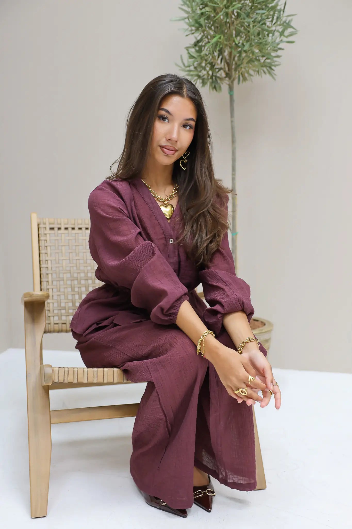 Blouse Taillekoord Bordeaux