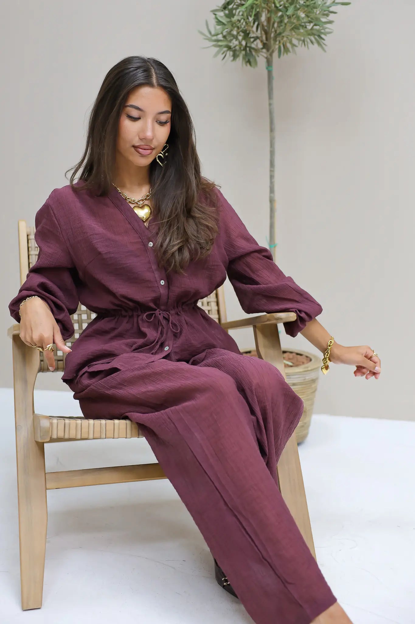 Blouse Taillekoord Bordeaux