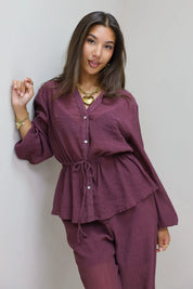 Blouse Taillekoord Bordeaux