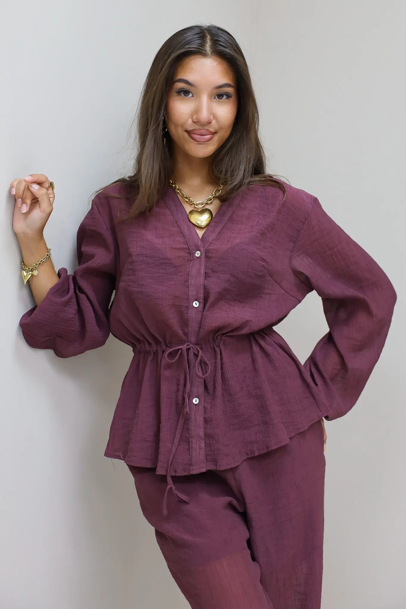Blouse Taillekoord Bordeaux