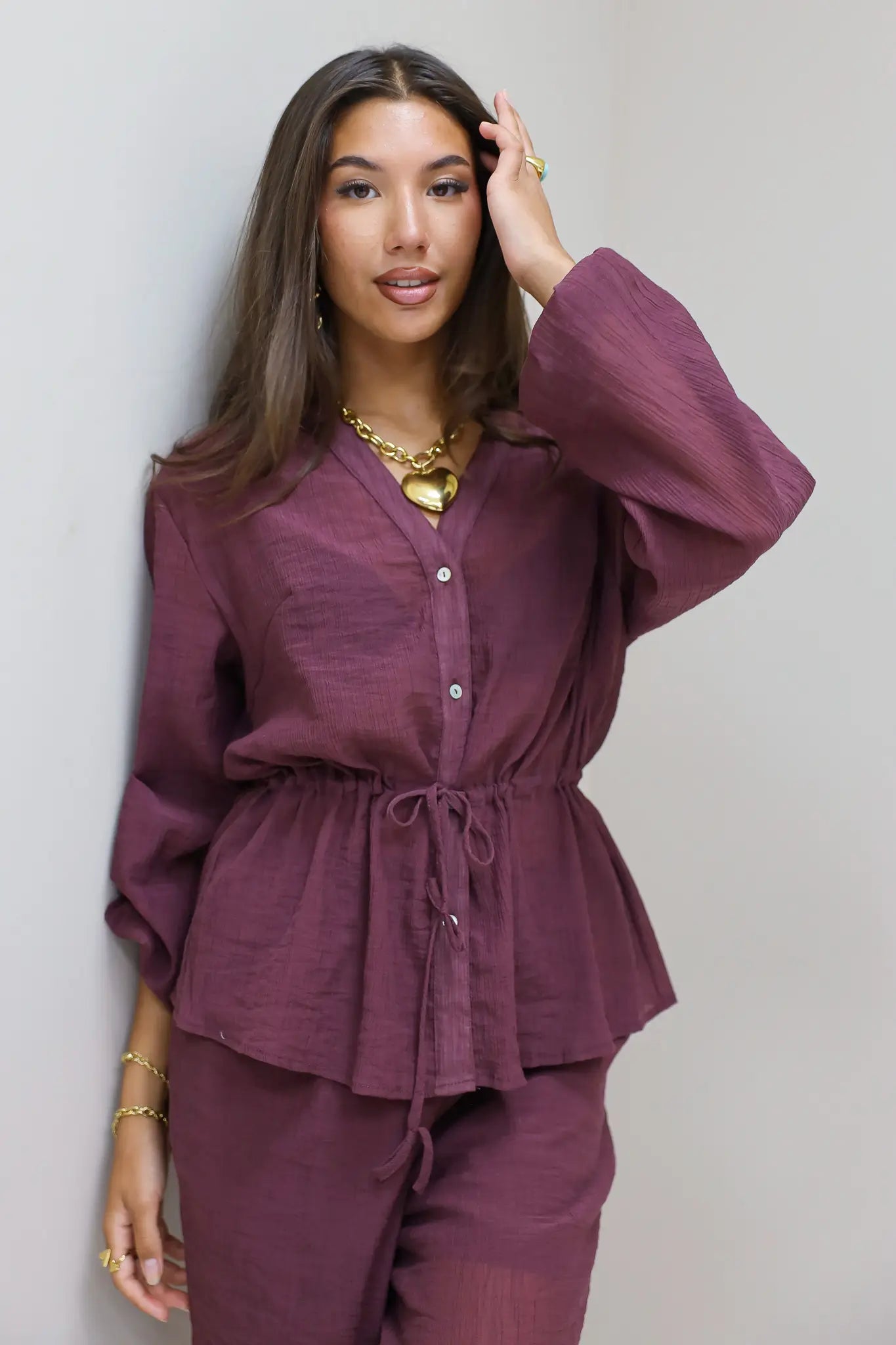 Blouse Taillekoord Bordeaux