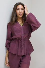 Blouse Taillekoord Bordeaux