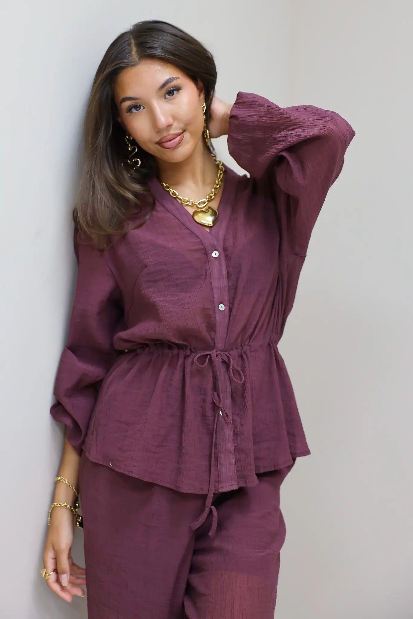Blouse Taillekoord Bordeaux