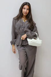 Blouse Taillekoord Bruin