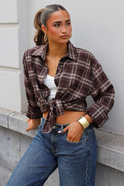 Blouse Ruit Soft Bruin
