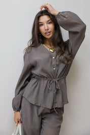 Blouse Taillekoord Bruin