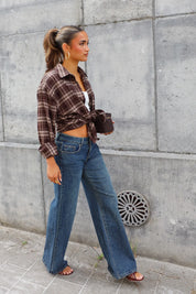 Wide Leg Low Waist Jeans 6061