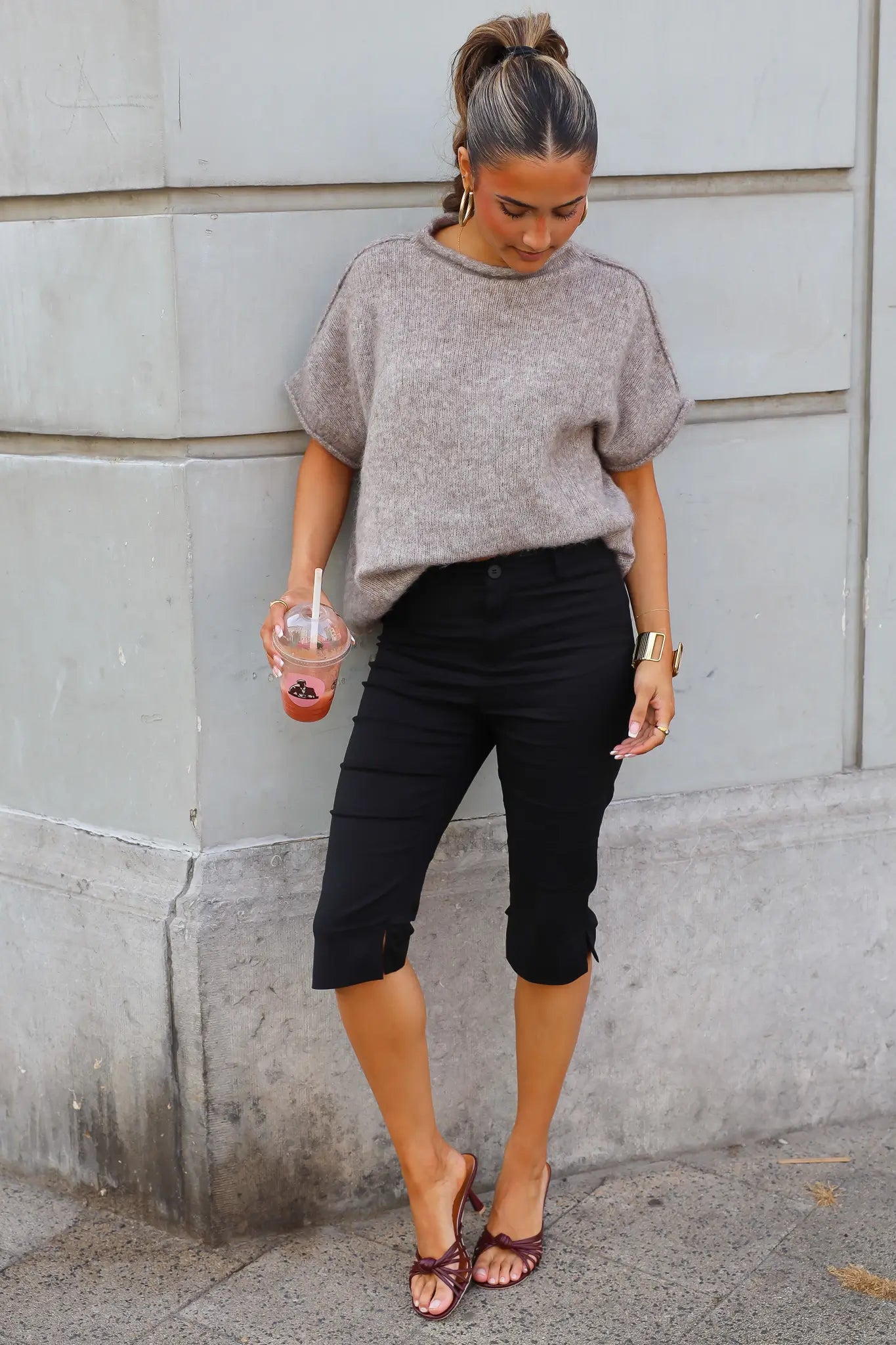 Capri Broek Split Zwart