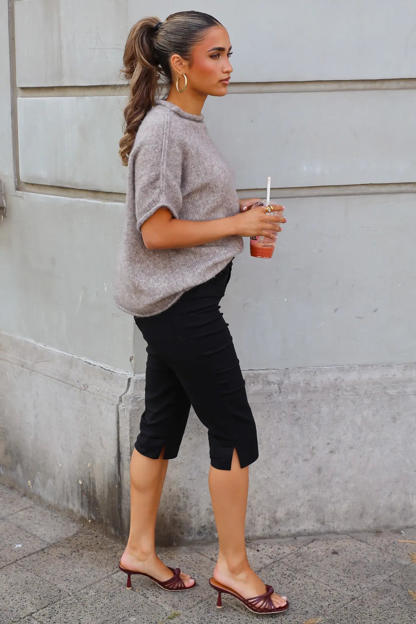 Capri Broek Split Zwart