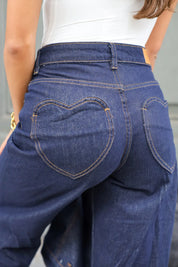 Jeans Omslag Hartjes Zakken Donker Blauw 3559