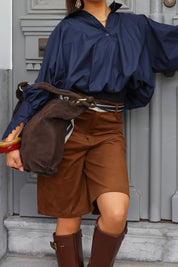 Suez Suede Schoudertassen Donker Bruin