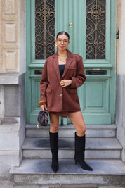 Suede Blazer Donker Bruin