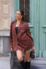 Suede Blazer Donker Bruin