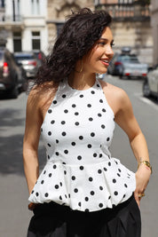 Peplum Top Polka Dots Wit