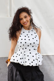 Peplum Top Polka Dots Wit