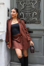 Suede Skort Donker Bruin