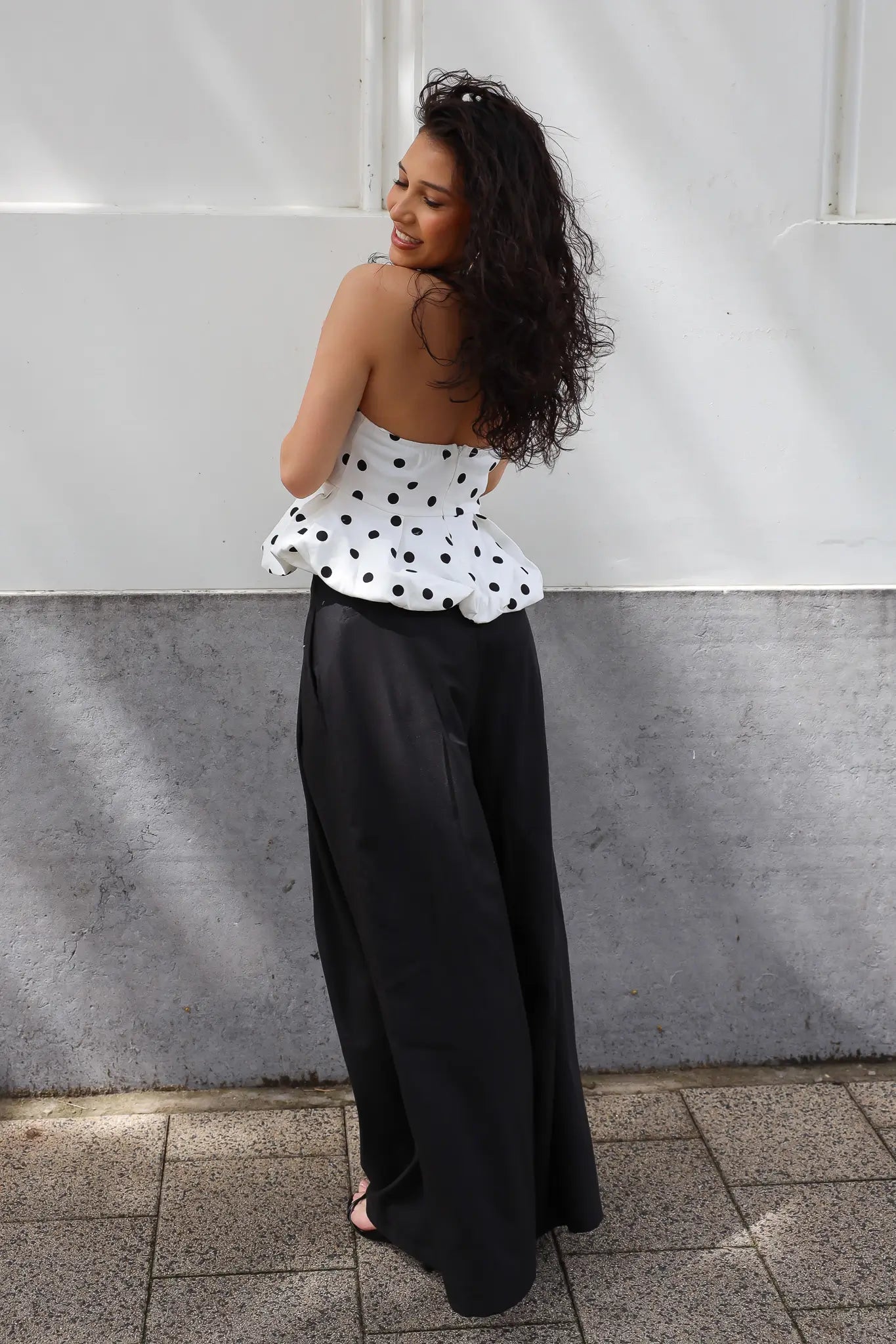 Peplum Top Polka Dots Wit