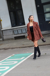 Suede Blazer Donker Bruin