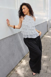 Halter Top Ruffles Polka Dots Wit