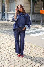 Straight Jeans Donker Blauw