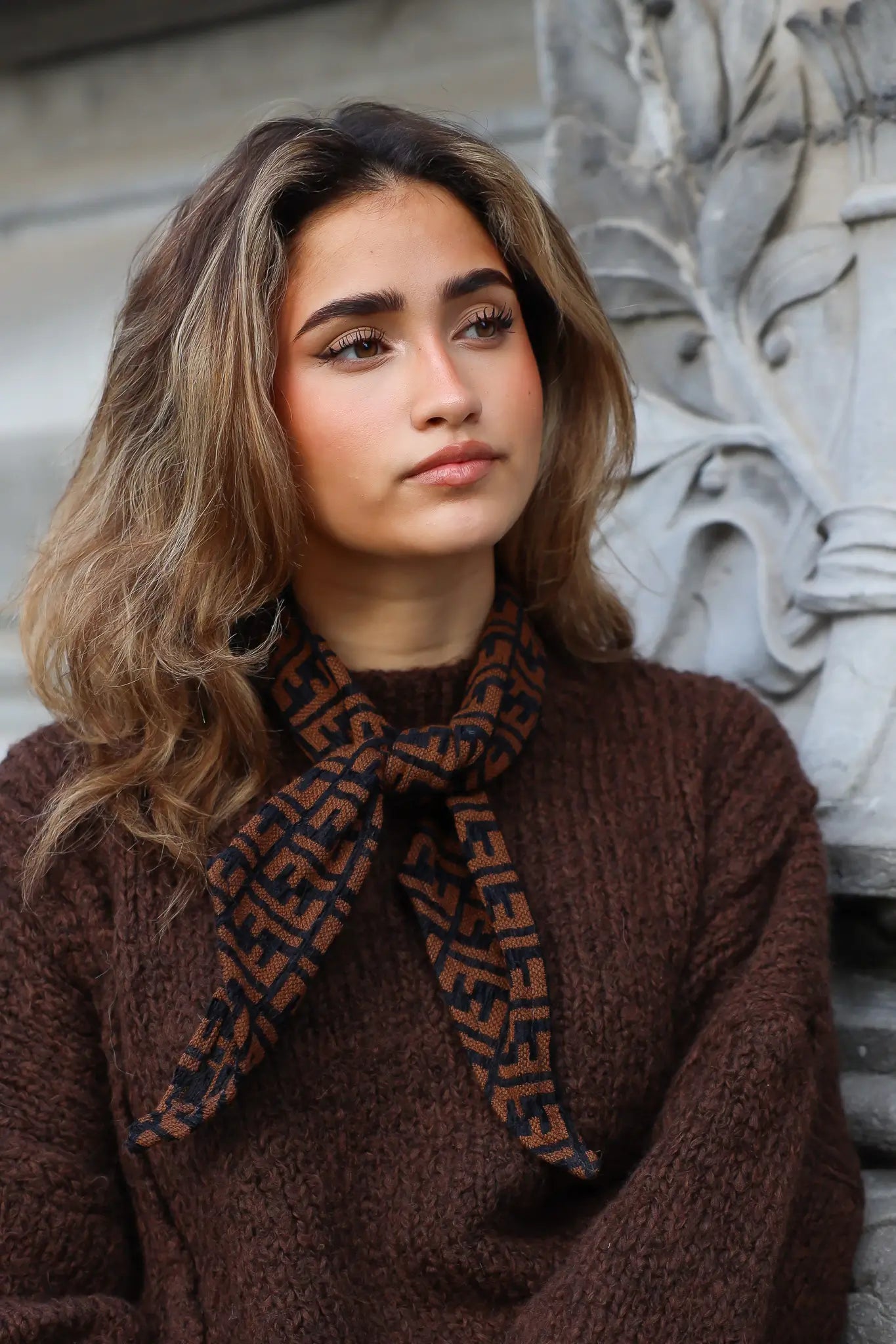 Sjaal Print Bruin