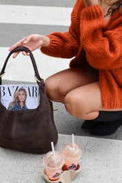 Suez Suede Schoudertassen Donker Bruin