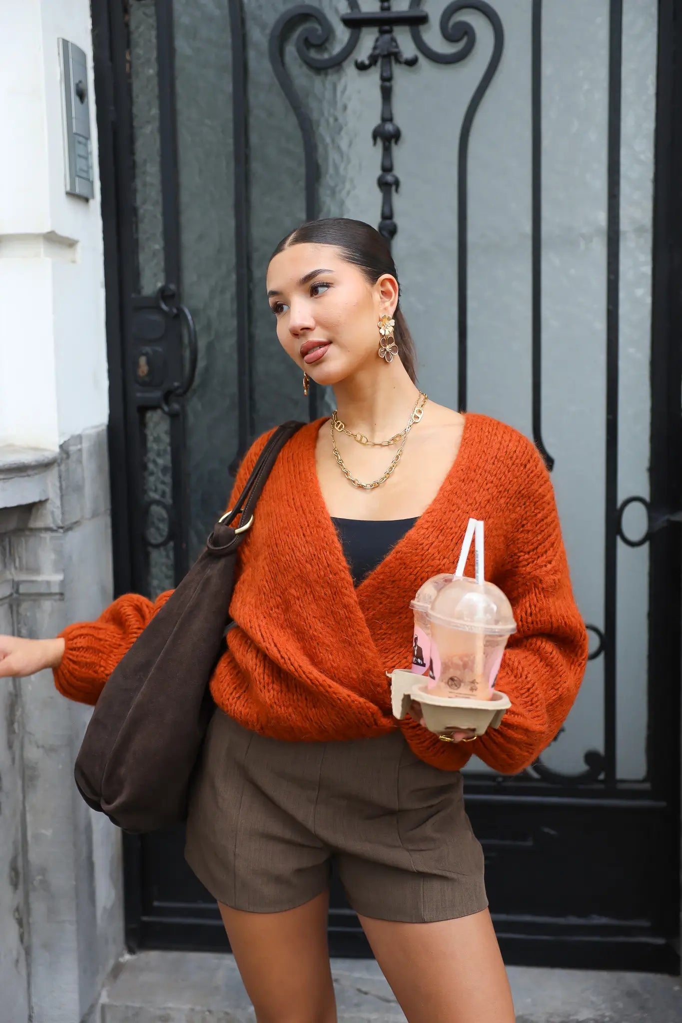 Gebreid Vest Roest Bruin