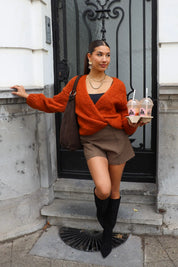 Gebreid Vest Roest Bruin