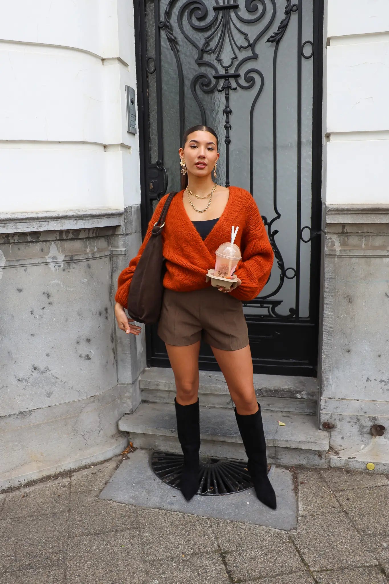 Gebreid Vest Roest Bruin