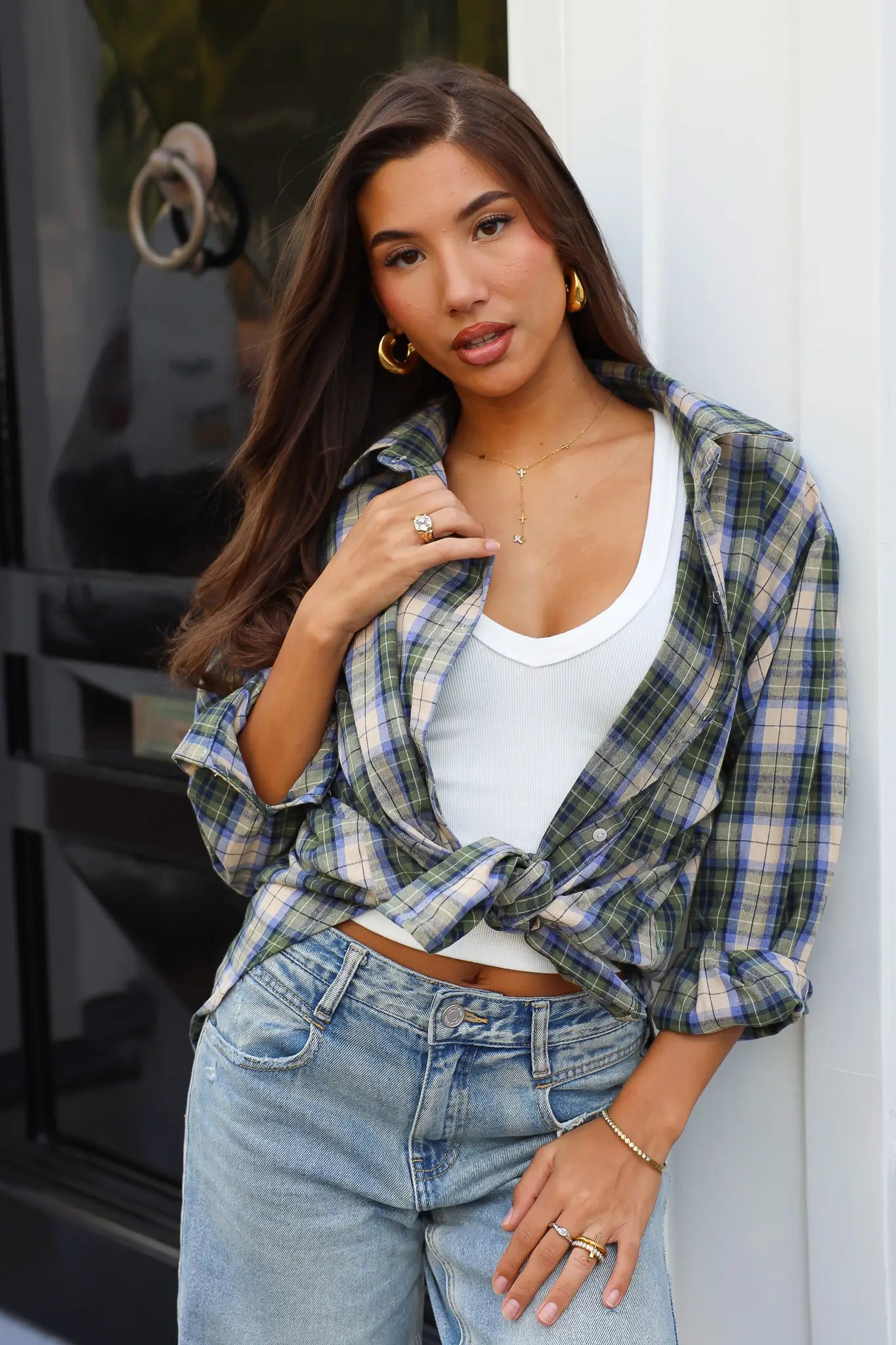 Ruit Blouse Groen