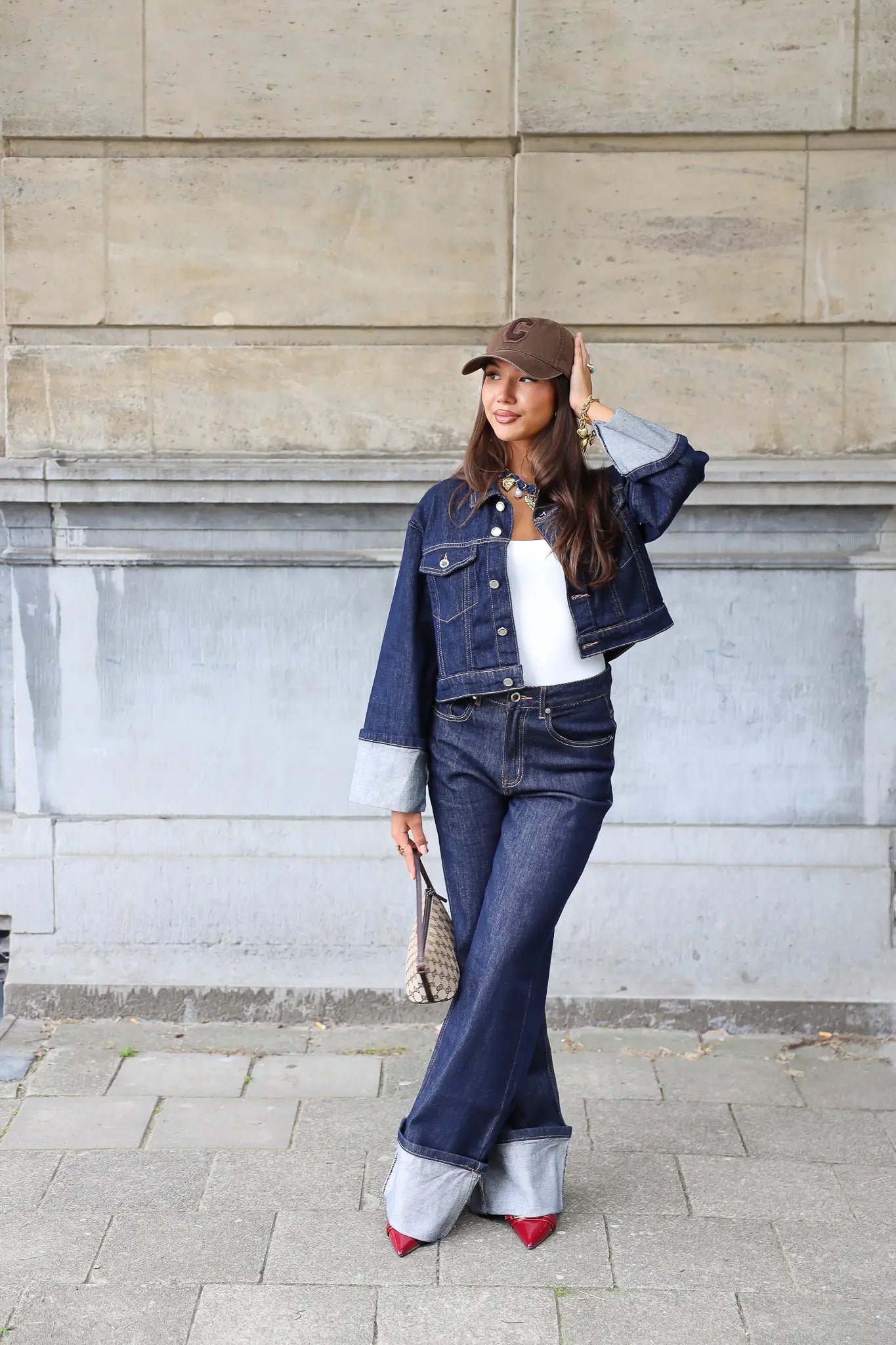 Jeans Jas Omslag Mouwen 326 Donker Blauw