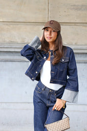 Jeans Jas Omslag Mouwen 326 Donker Blauw