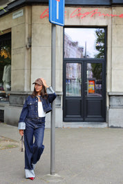 Jeans Jas Omslag Mouwen 326 Donker Blauw