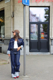 Jeans Jas Omslag Mouwen 326 Donker Blauw