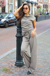 Top Hoge Hals Taupe