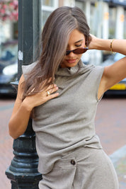 Top Hoge Hals Taupe